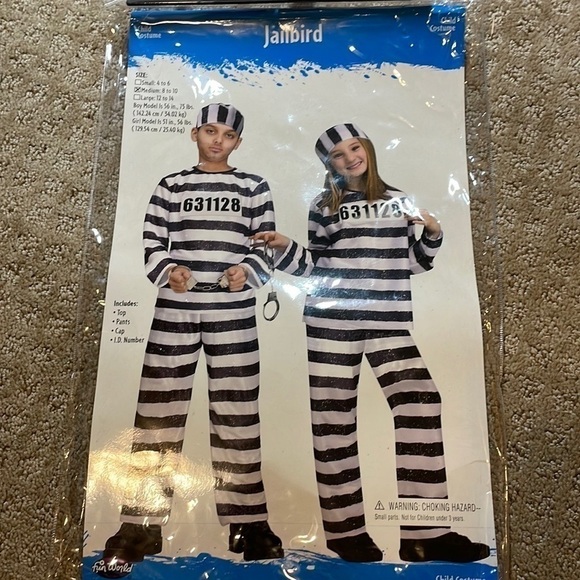 CHILD Prisoner Costume Size M (8-10) - Picture 2 of 4